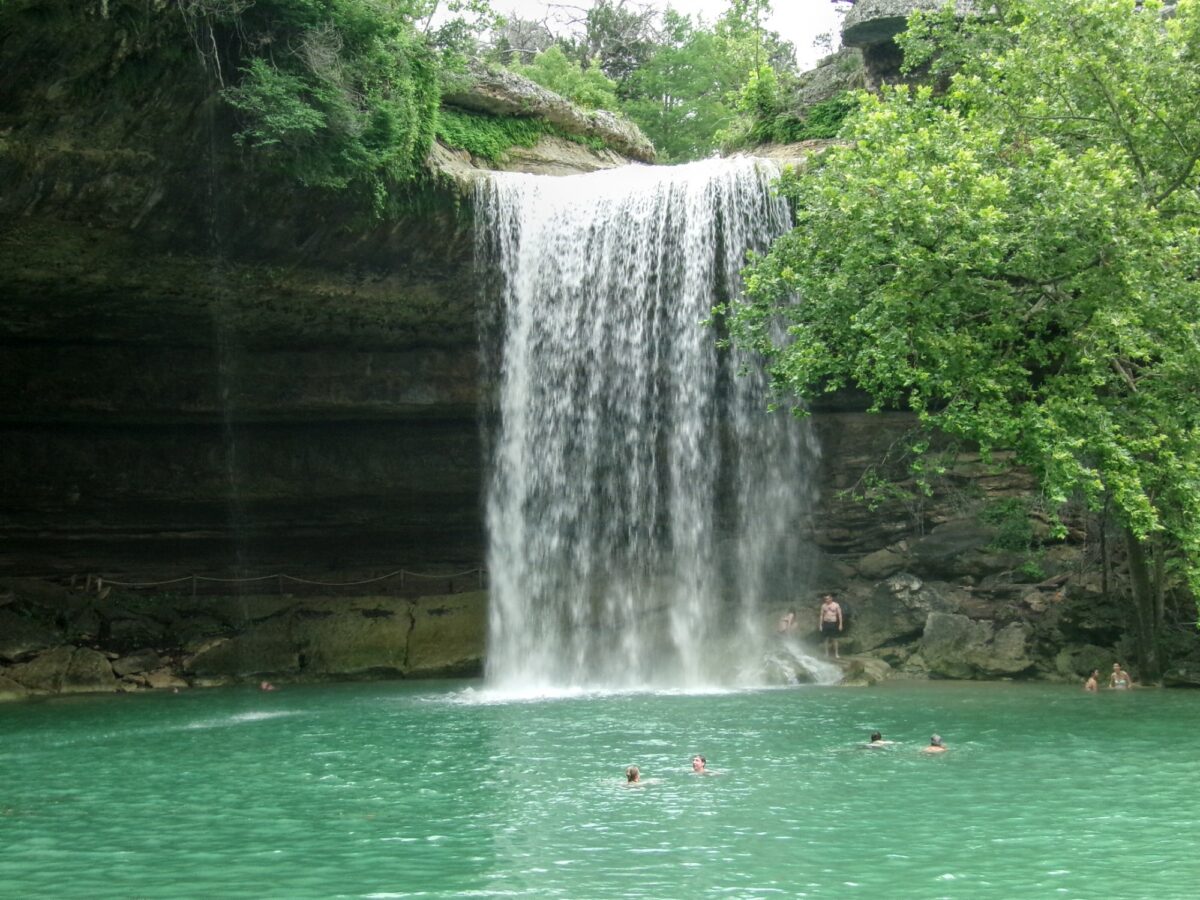 Limestone rock overhang at Hamilton Pool Preserve in Travis County, Texas