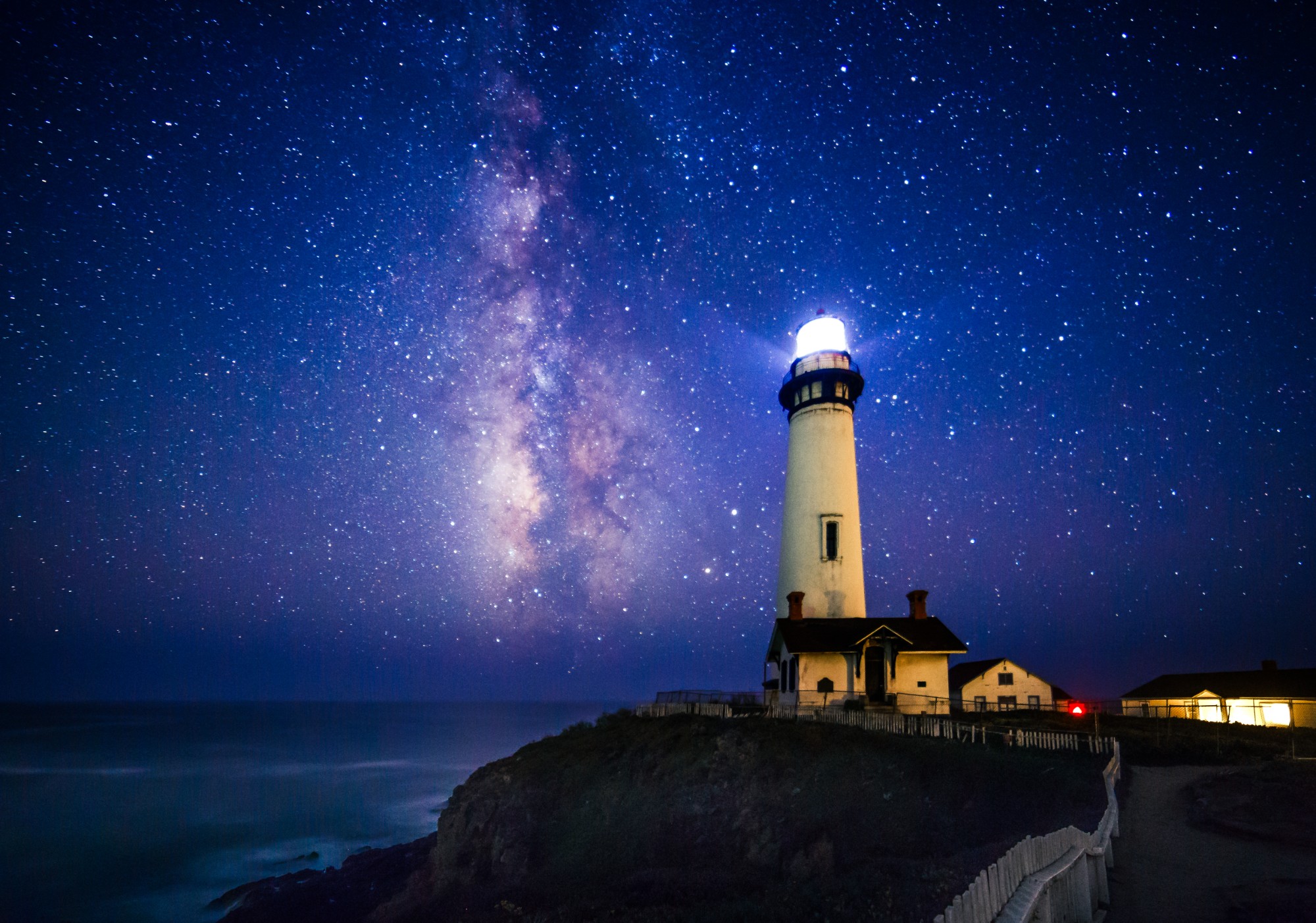 Pigeon Point Lighthouse on the Pacific coast beneath the Milky Way